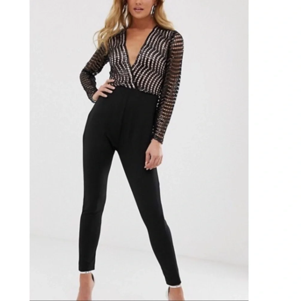 RARE LONDON/NASTY GAL Black Jumpsuit Size Medium - Picture 2 of 5
